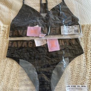 SavageXFenty bralette and high leg bikini set